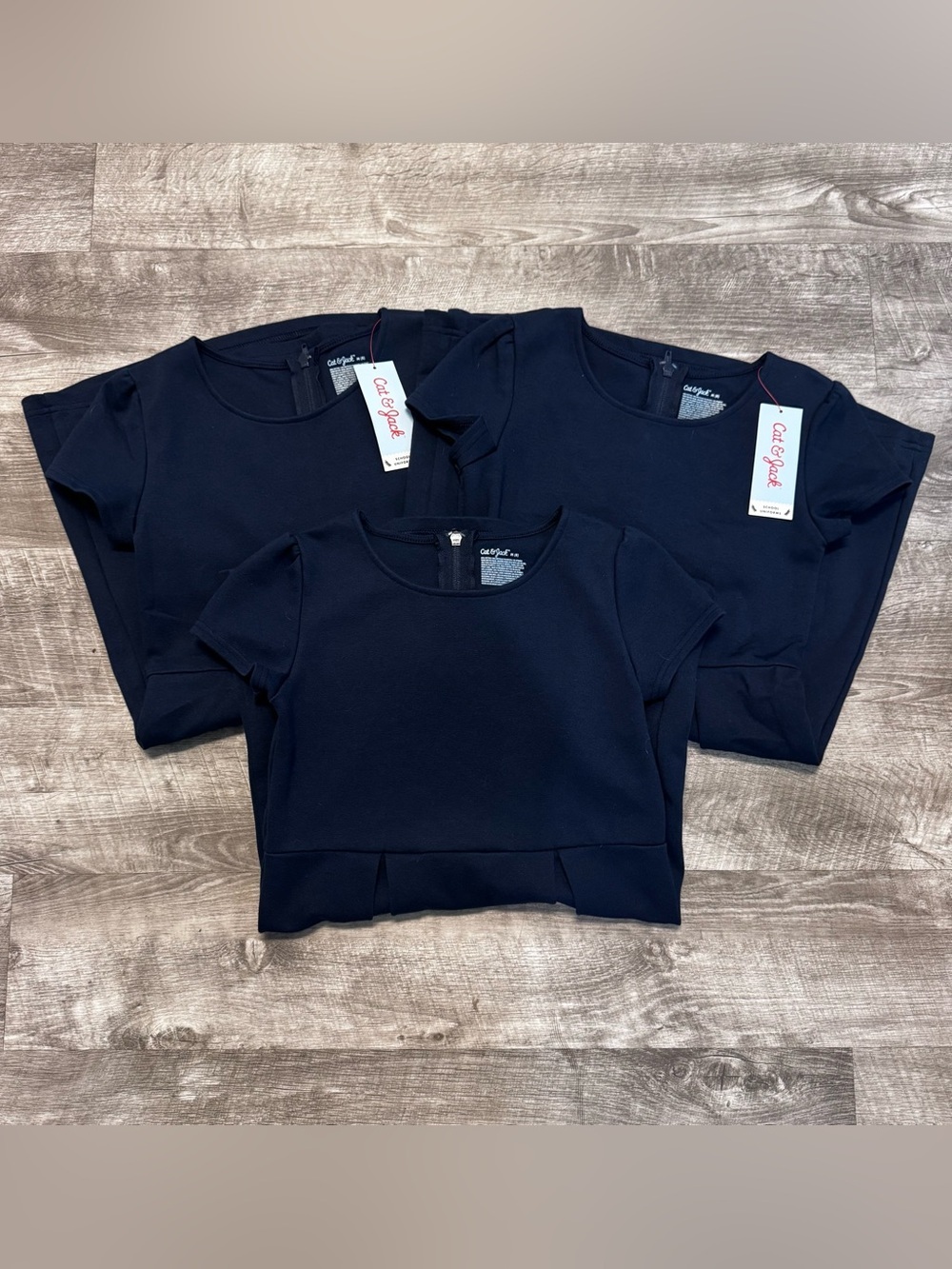Cat & Jack NWT Lot of 3 Navy Blue Ponte Dress School Uniform Girls Sz. M(8)